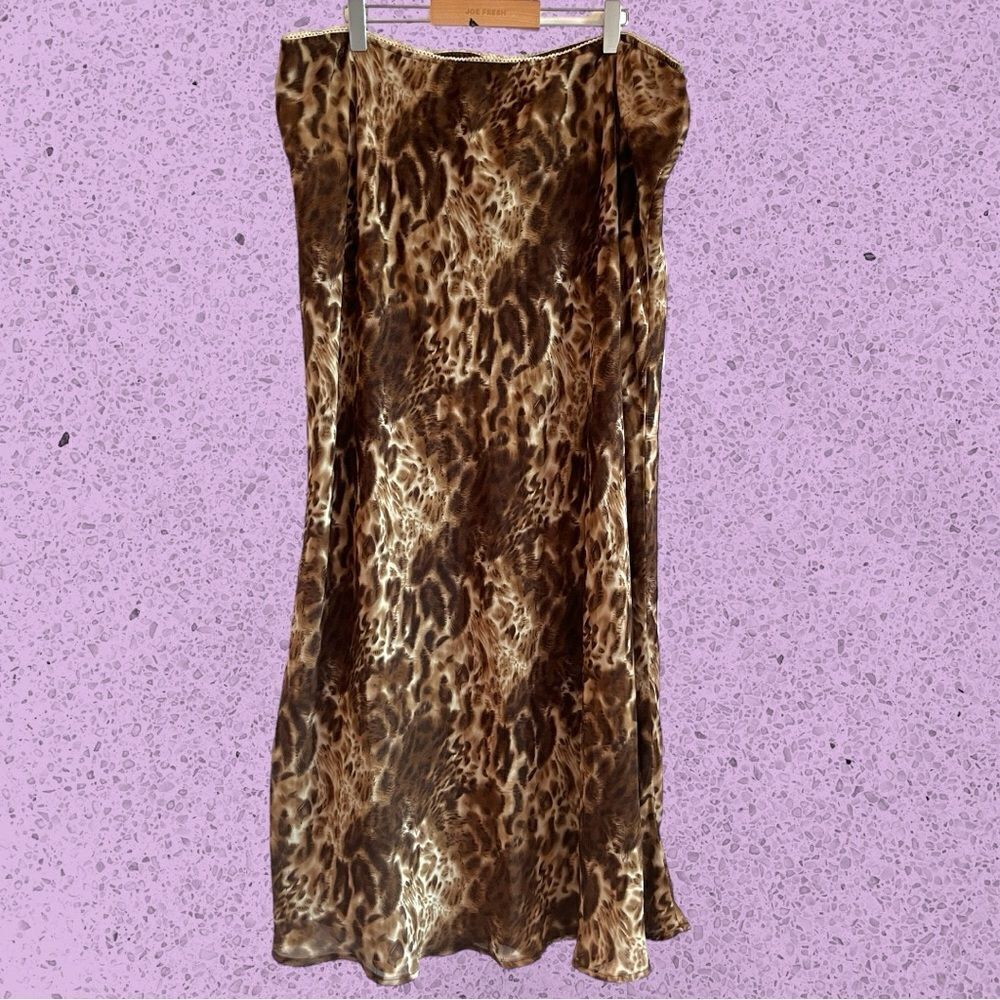 90s vintage maxi leopard print skirt chiffon